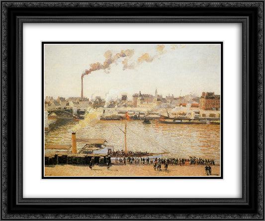 Rouen, Saint Sever Morning 24x20 Black Ornate Wood Framed Art Print Poster with Double Matting by Pissarro, Camille