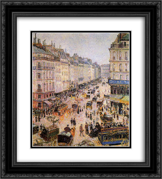Rue Saint Lazare 20x22 Black Ornate Wood Framed Art Print Poster with Double Matting by Pissarro, Camille