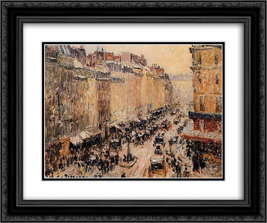 Rue Saint Lazare under Snow 24x20 Black Ornate Wood Framed Art Print Poster with Double Matting by Pissarro, Camille