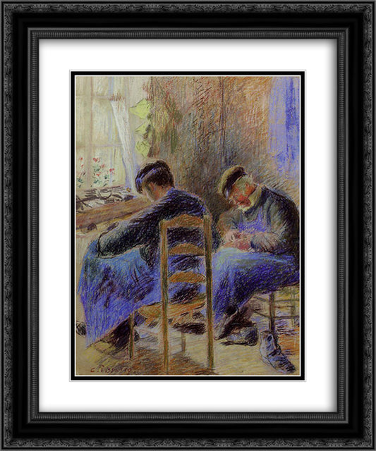 Shoemakers 20x24 Black Ornate Wood Framed Art Print Poster with Double Matting by Pissarro, Camille