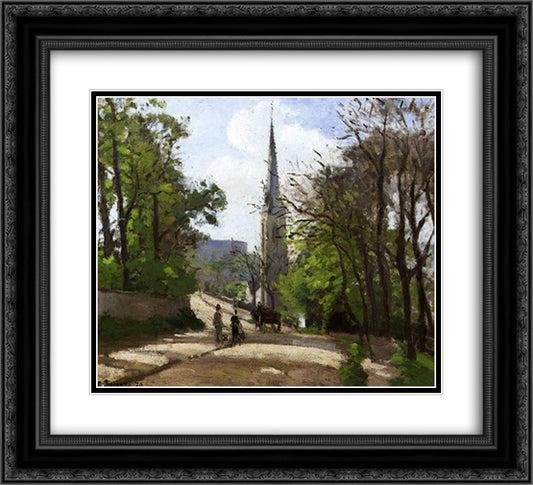 St. Stephen's Church, Lower Norwood 22x20 Black Ornate Wood Framed Art Print Poster with Double Matting by Pissarro, Camille
