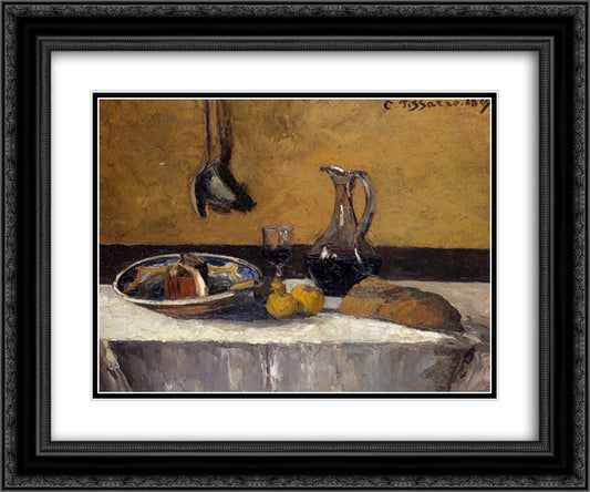 Still Life 24x20 Black Ornate Wood Framed Art Print Poster with Double Matting by Pissarro, Camille