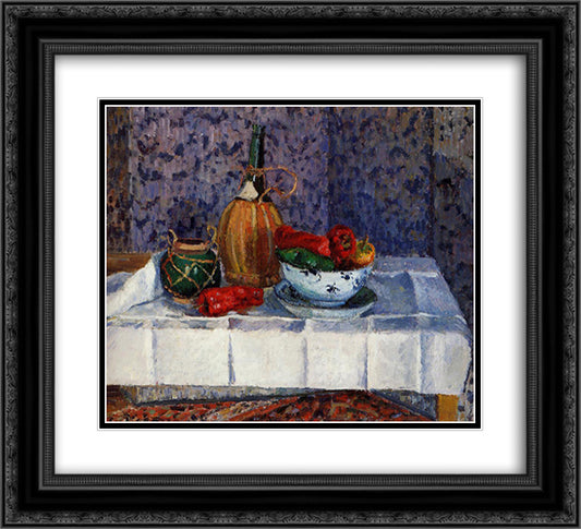 Still Life with Peppers 22x20 Black Ornate Wood Framed Art Print Poster with Double Matting by Pissarro, Camille