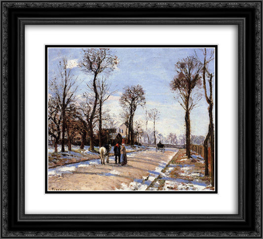 Street Winter Sunlight and Snow 22x20 Black Ornate Wood Framed Art Print Poster with Double Matting by Pissarro, Camille