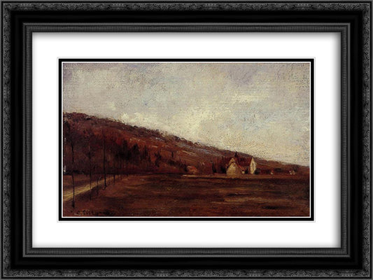 Study for The Banks of Marne in Winter 24x18 Black Ornate Wood Framed Art Print Poster with Double Matting by Pissarro, Camille