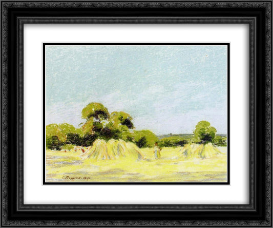 Study for The Harvest at Montfoucault 24x20 Black Ornate Wood Framed Art Print Poster with Double Matting by Pissarro, Camille