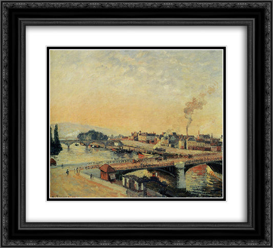 Sunrise at Rouen 22x20 Black Ornate Wood Framed Art Print Poster with Double Matting by Pissarro, Camille