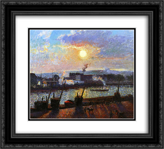 Sunset, Rouen 22x20 Black Ornate Wood Framed Art Print Poster with Double Matting by Pissarro, Camille