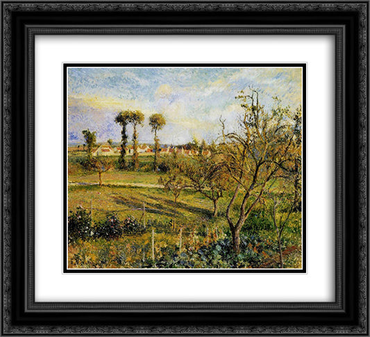 Sunset at Valhermeil, near Pontoise 22x20 Black Ornate Wood Framed Art Print Poster with Double Matting by Pissarro, Camille