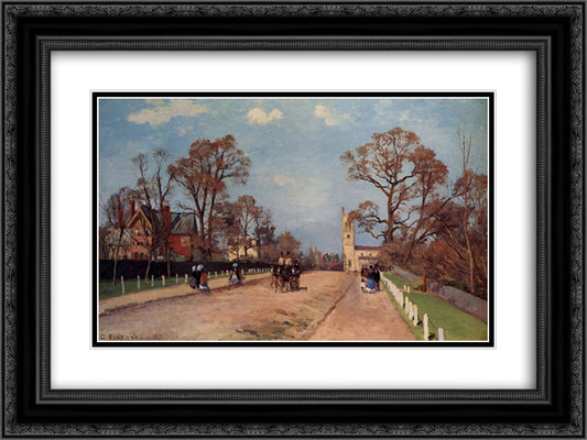 The Avenue, Sydenham 24x18 Black Ornate Wood Framed Art Print Poster with Double Matting by Pissarro, Camille