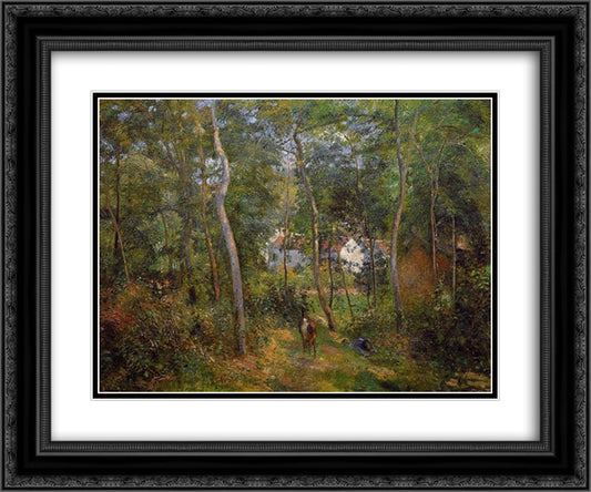 The Backwoods of l'Hermitage, Pontoise 24x20 Black Ornate Wood Framed Art Print Poster with Double Matting by Pissarro, Camille