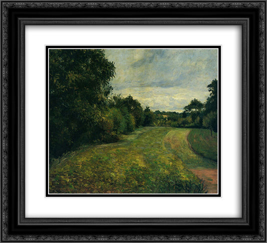 The backwoods of St. Antony, Pontoise 22x20 Black Ornate Wood Framed Art Print Poster with Double Matting by Pissarro, Camille