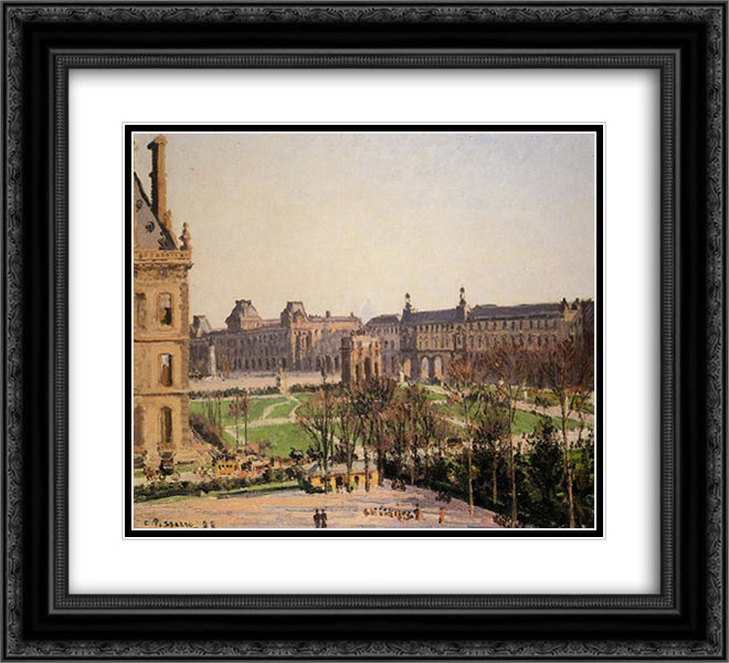 The Carrousel, Afternoon 22x20 Black Ornate Wood Framed Art Print Poster with Double Matting by Pissarro, Camille