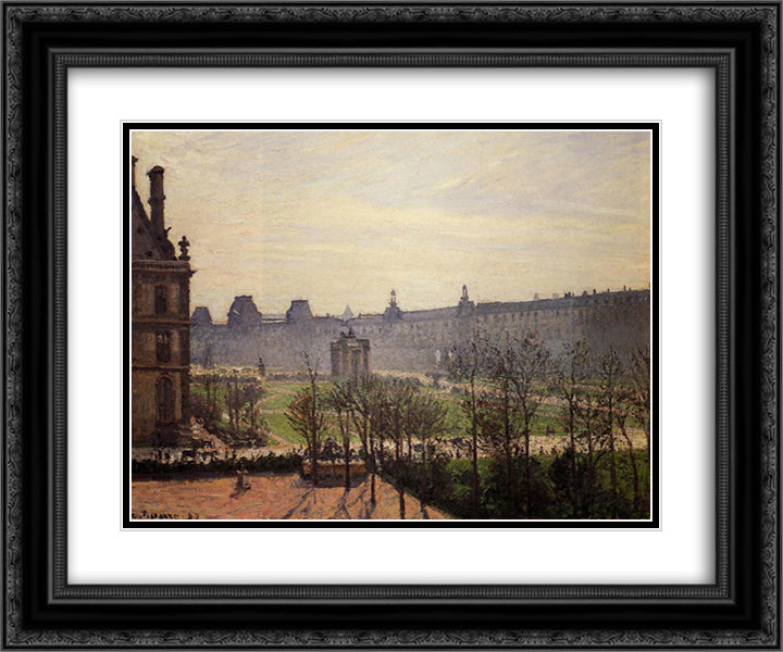 The Carrousel, Autumn, Morning 24x20 Black Ornate Wood Framed Art Print Poster with Double Matting by Pissarro, Camille