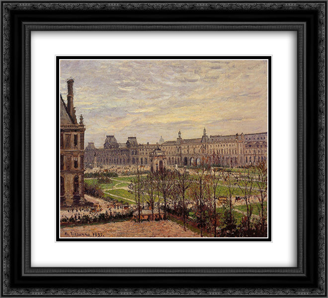 The Carrousel, Grey Weather 22x20 Black Ornate Wood Framed Art Print Poster with Double Matting by Pissarro, Camille