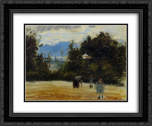 The Clearing 24x20 Black Ornate Wood Framed Art Print Poster with Double Matting by Pissarro, Camille