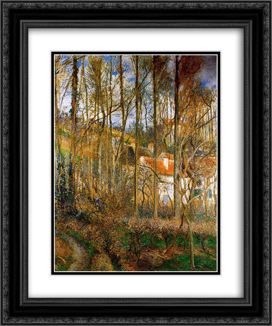 The Cote des Boeurs at l'Hermitage, near Pontoise 20x24 Black Ornate Wood Framed Art Print Poster with Double Matting by Pissarro, Camille