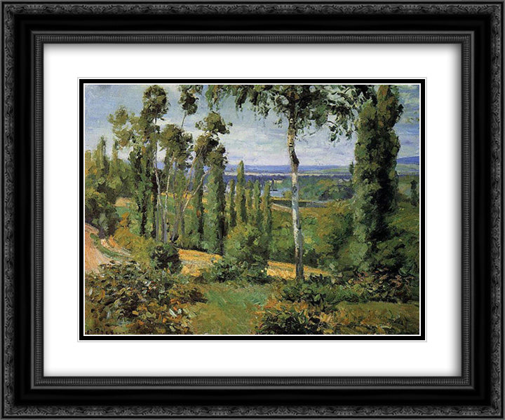 The Countryside in the Vicinity of Conflans Saint Honorine 24x20 Black Ornate Wood Framed Art Print Poster with Double Matting by Pissarro, Camille