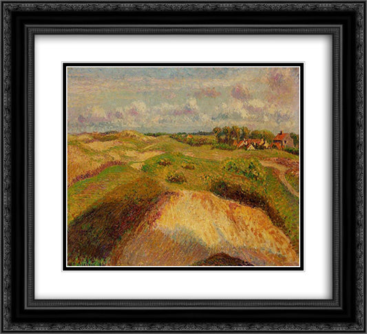 The Dunes at Knocke, Belgium 22x20 Black Ornate Wood Framed Art Print Poster with Double Matting by Pissarro, Camille