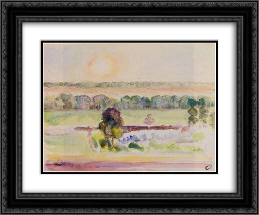 The Effect of Sunlight 24x20 Black Ornate Wood Framed Art Print Poster with Double Matting by Pissarro, Camille