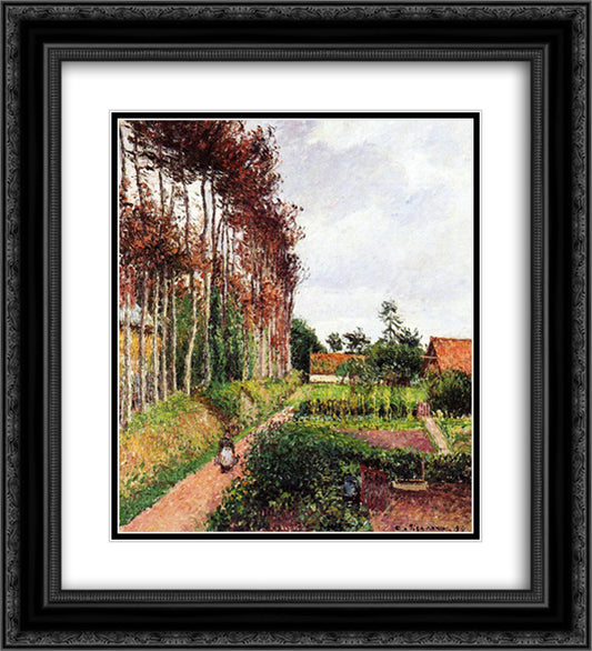 The Field by the Ango Inn, Varengeville 20x22 Black Ornate Wood Framed Art Print Poster with Double Matting by Pissarro, Camille