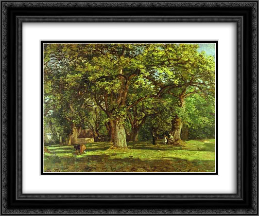 The Forest 24x20 Black Ornate Wood Framed Art Print Poster with Double Matting by Pissarro, Camille