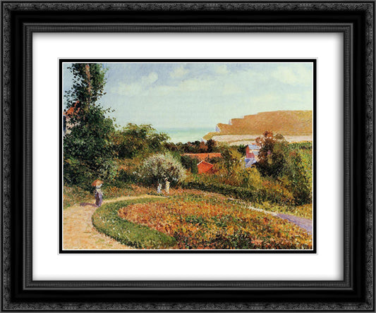 The Garden of the Hotel Berneval 24x20 Black Ornate Wood Framed Art Print Poster with Double Matting by Pissarro, Camille
