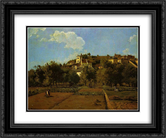 The Gardens of l'Hermitage, Pontoise 24x20 Black Ornate Wood Framed Art Print Poster with Double Matting by Pissarro, Camille