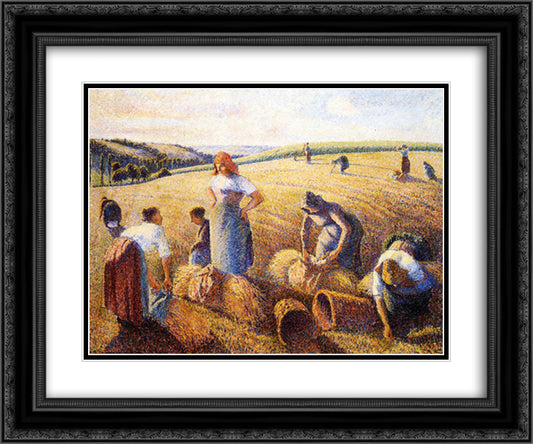 The Gleaners 24x20 Black Ornate Wood Framed Art Print Poster with Double Matting by Pissarro, Camille