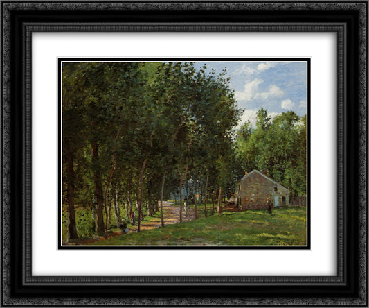 The House in the Forest 24x20 Black Ornate Wood Framed Art Print Poster with Double Matting by Pissarro, Camille