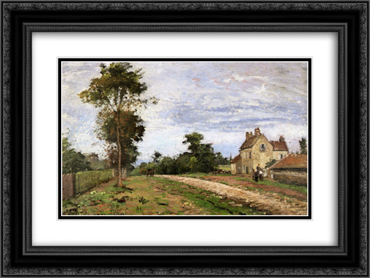 The House of Monsieur Musy, Louveciennes 24x18 Black Ornate Wood Framed Art Print Poster with Double Matting by Pissarro, Camille