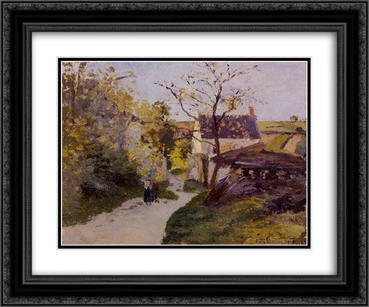 The Large Walnut Tree at Hermitage 24x20 Black Ornate Wood Framed Art Print Poster with Double Matting by Pissarro, Camille