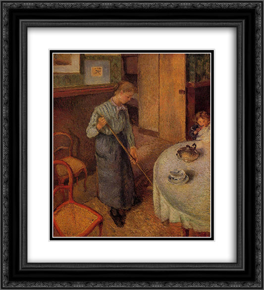 The Little Country Maid 20x22 Black Ornate Wood Framed Art Print Poster with Double Matting by Pissarro, Camille