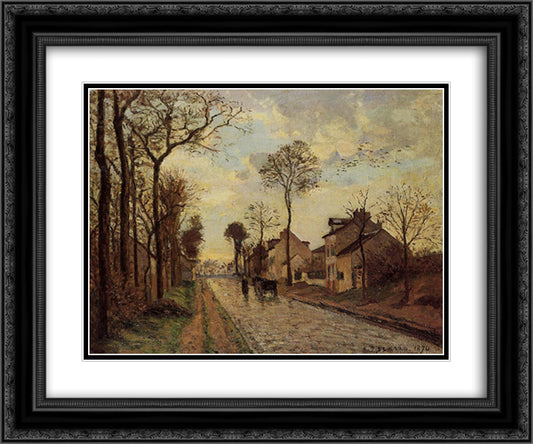 The Louveciennes Road 24x20 Black Ornate Wood Framed Art Print Poster with Double Matting by Pissarro, Camille