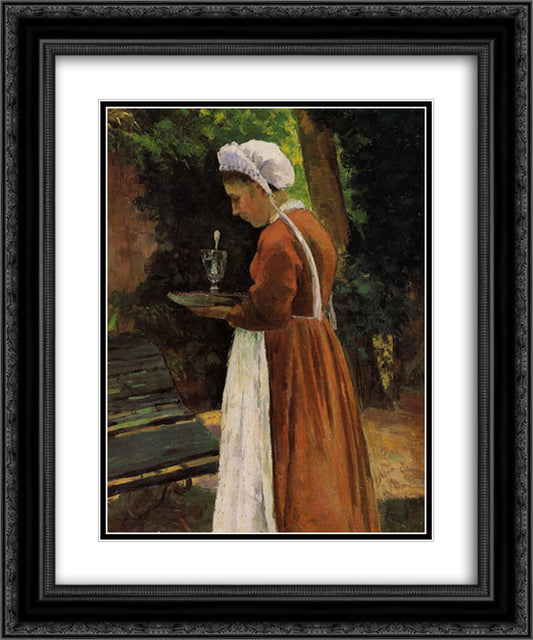 The Maidservant 20x24 Black Ornate Wood Framed Art Print Poster with Double Matting by Pissarro, Camille