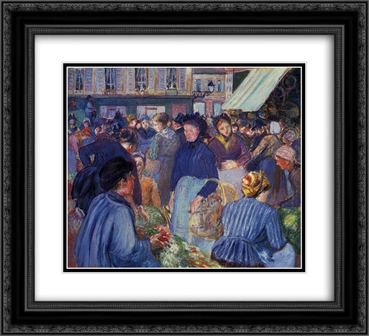 The Market at Gisors 22x20 Black Ornate Wood Framed Art Print Poster with Double Matting by Pissarro, Camille
