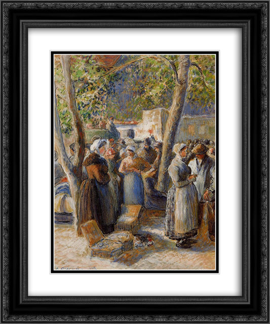 The Market in Gisors 20x24 Black Ornate Wood Framed Art Print Poster with Double Matting by Pissarro, Camille