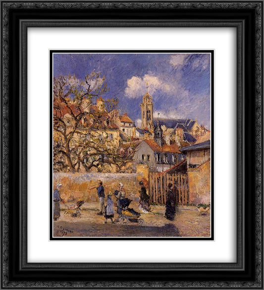 The Park in Charrettes, Pontoise 20x22 Black Ornate Wood Framed Art Print Poster with Double Matting by Pissarro, Camille