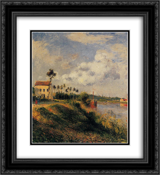 The Path from Halage, Pontoise 20x22 Black Ornate Wood Framed Art Print Poster with Double Matting by Pissarro, Camille