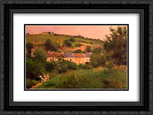 The Path in the Village 24x18 Black Ornate Wood Framed Art Print Poster with Double Matting by Pissarro, Camille