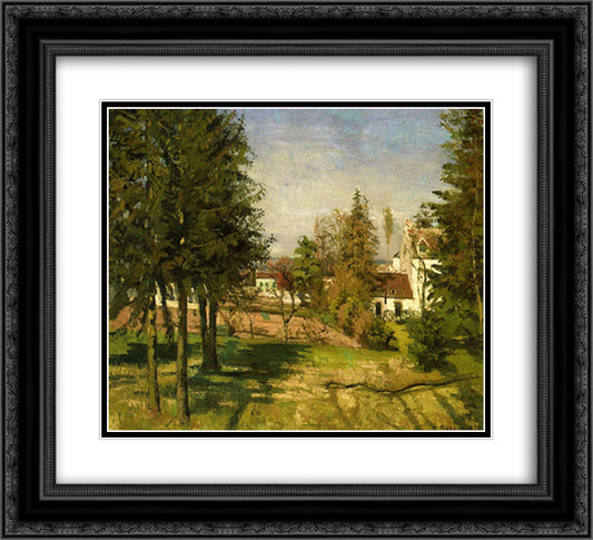 The Pine Trees of Louveciennes 22x20 Black Ornate Wood Framed Art Print Poster with Double Matting by Pissarro, Camille