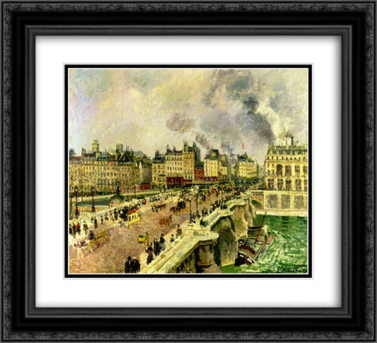 The Pont Neuf, Shipwreck of the Bonne Mere 22x20 Black Ornate Wood Framed Art Print Poster with Double Matting by Pissarro, Camille
