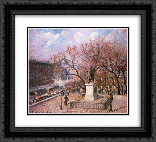 The Pont Neuf and the Statue of Henri IV 22x20 Black Ornate Wood Framed Art Print Poster with Double Matting by Pissarro, Camille
