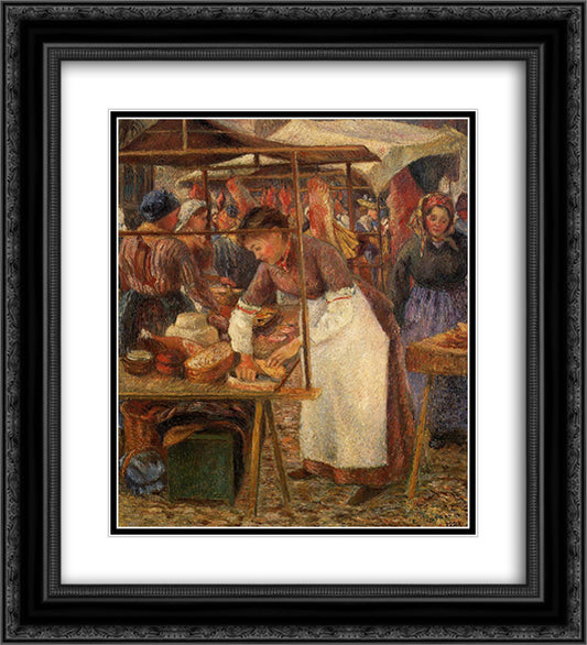 The Pork Butcher 20x22 Black Ornate Wood Framed Art Print Poster with Double Matting by Pissarro, Camille
