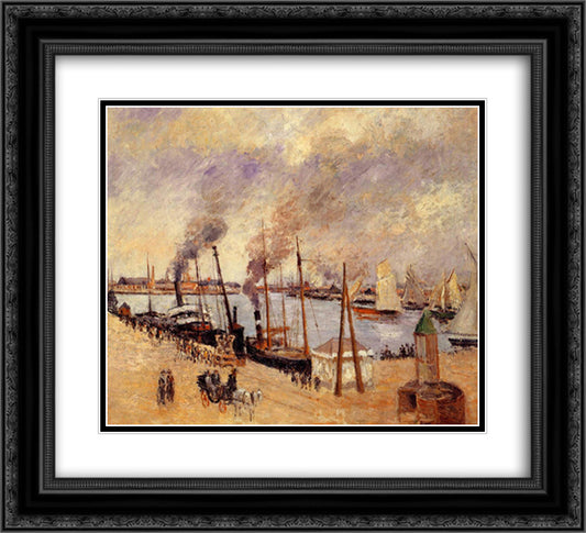 The Port of Le Havre 2 22x20 Black Ornate Wood Framed Art Print Poster with Double Matting by Pissarro, Camille