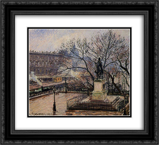 The Raised Tarrace of the Pont Neuf and Statue of Henri IV 22x20 Black Ornate Wood Framed Art Print Poster with Double Matting by Pissarro, Camille