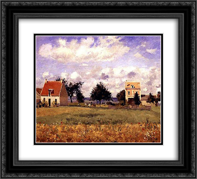 The Red House 22x20 Black Ornate Wood Framed Art Print Poster with Double Matting by Pissarro, Camille