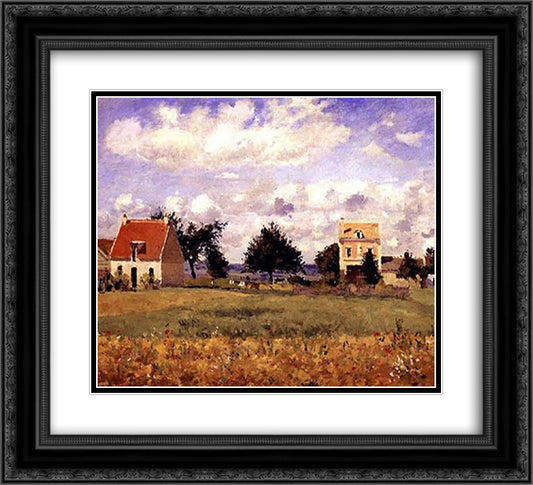 The Red House 22x20 Black Ornate Wood Framed Art Print Poster with Double Matting by Pissarro, Camille