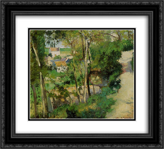 The Rising Path, Pontoise 22x20 Black Ornate Wood Framed Art Print Poster with Double Matting by Pissarro, Camille