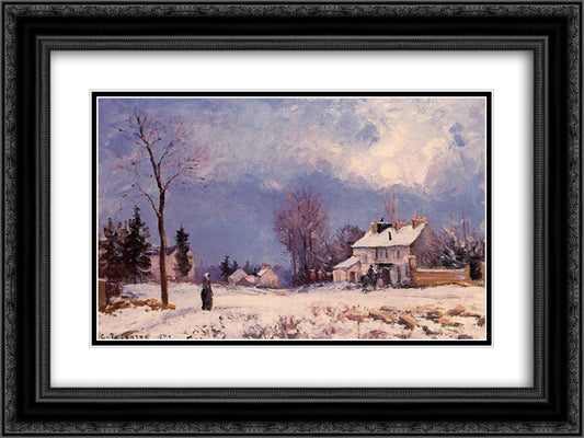 The Road from Versalles to Saint Germain at Louveciennes 24x18 Black Ornate Wood Framed Art Print Poster with Double Matting by Pissarro, Camille
